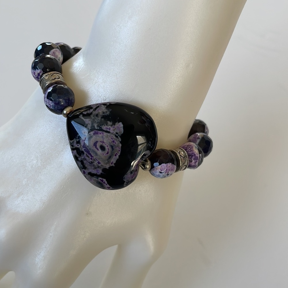 NWOT Sandra Borish Amethyst Heart Bracelet